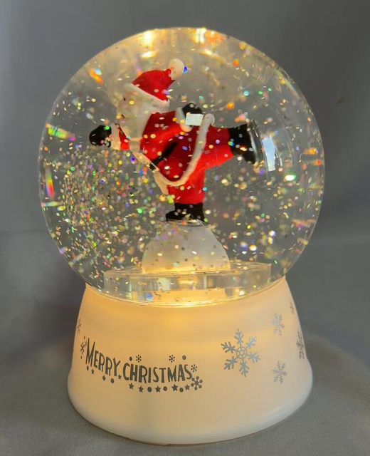 双重动力旋转地球仪水球灯（型C充电）-12x12x15cm塑料和树脂的建造与迷人的内部场景旋转可放松环境照明