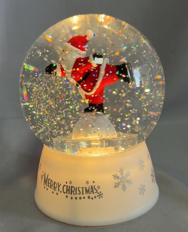 双重动力旋转地球仪水球灯（型C充电）-12x12x15cm塑料和树脂的建造与迷人的内部场景旋转可放松环境照明