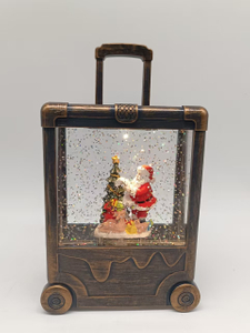 黑色刷子手提箱灯圣诞老人和树室内装饰