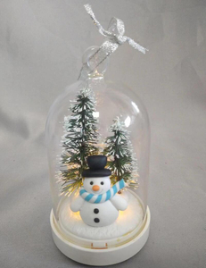 附魔玻璃圆顶圣诞树和雪人装饰品，带有10个领导的铜线温暖白色灯|手工吹玻璃雪球样式装饰