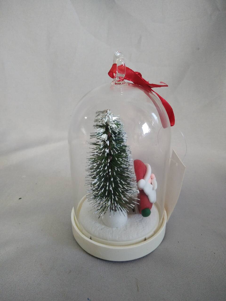 附魔玻璃圆顶圣诞树和圣诞老人​​装饰品，带有10层铜线灯| 4：1闪烁的模式温暖白色的光芒| LR44电池供电