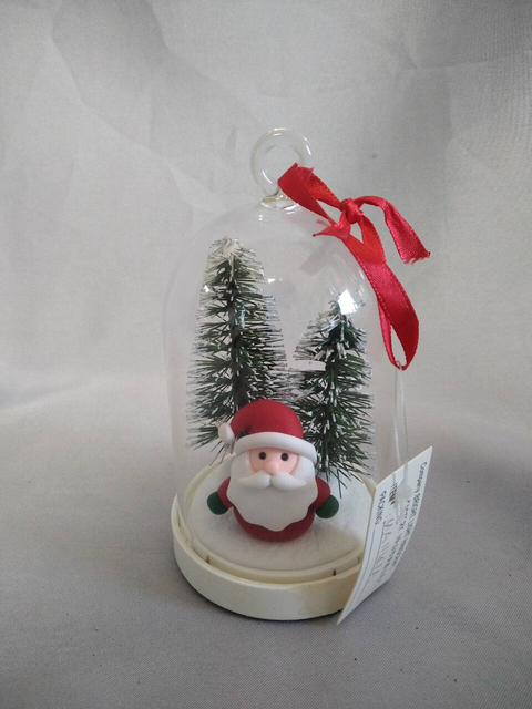 附魔玻璃圆顶圣诞树和圣诞老人​​装饰品，带有10层铜线灯| 4：1闪烁的模式温暖白色的光芒| LR44电池供电