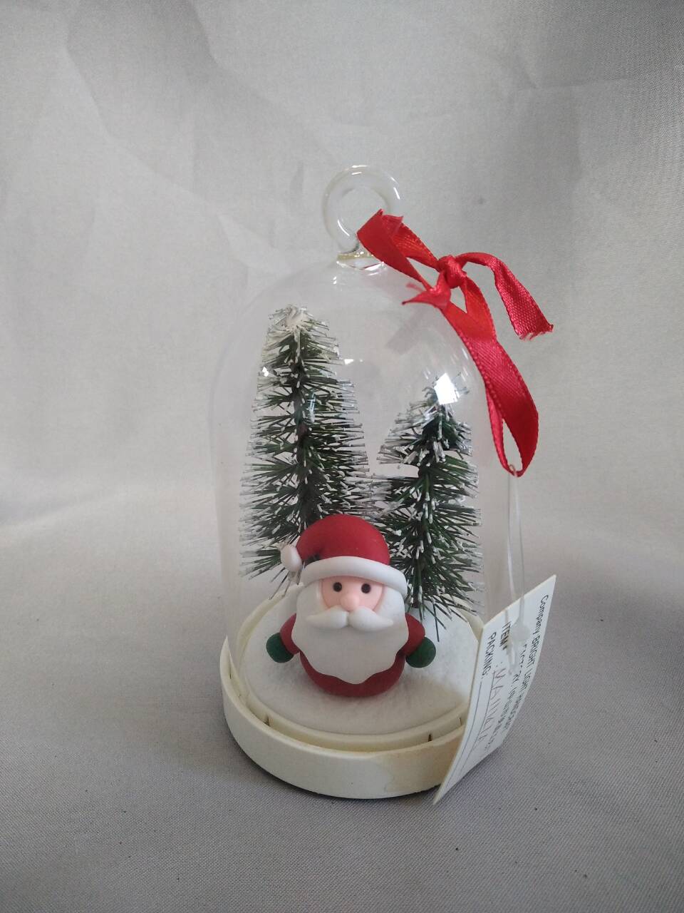 附魔玻璃圆顶圣诞树和圣诞老人​​装饰品，带有10层铜线灯| 4：1闪烁的模式温暖白色的光芒| LR44电池供电