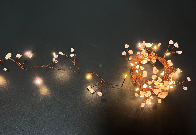 2米白色/绿色石头灯串 33灯 3AA电池盒供电