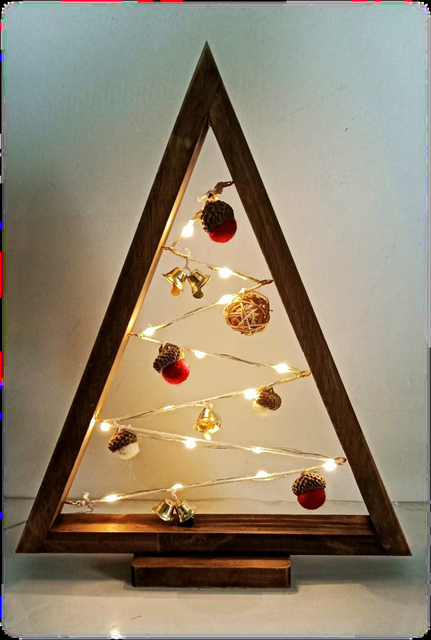五角星灯串 木头三角圣诞灯