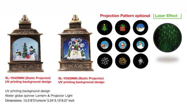 亚克力 提灯造型水灯 投影仪灯 雪人和礼品/雪人和圣诞快乐 SR - 25