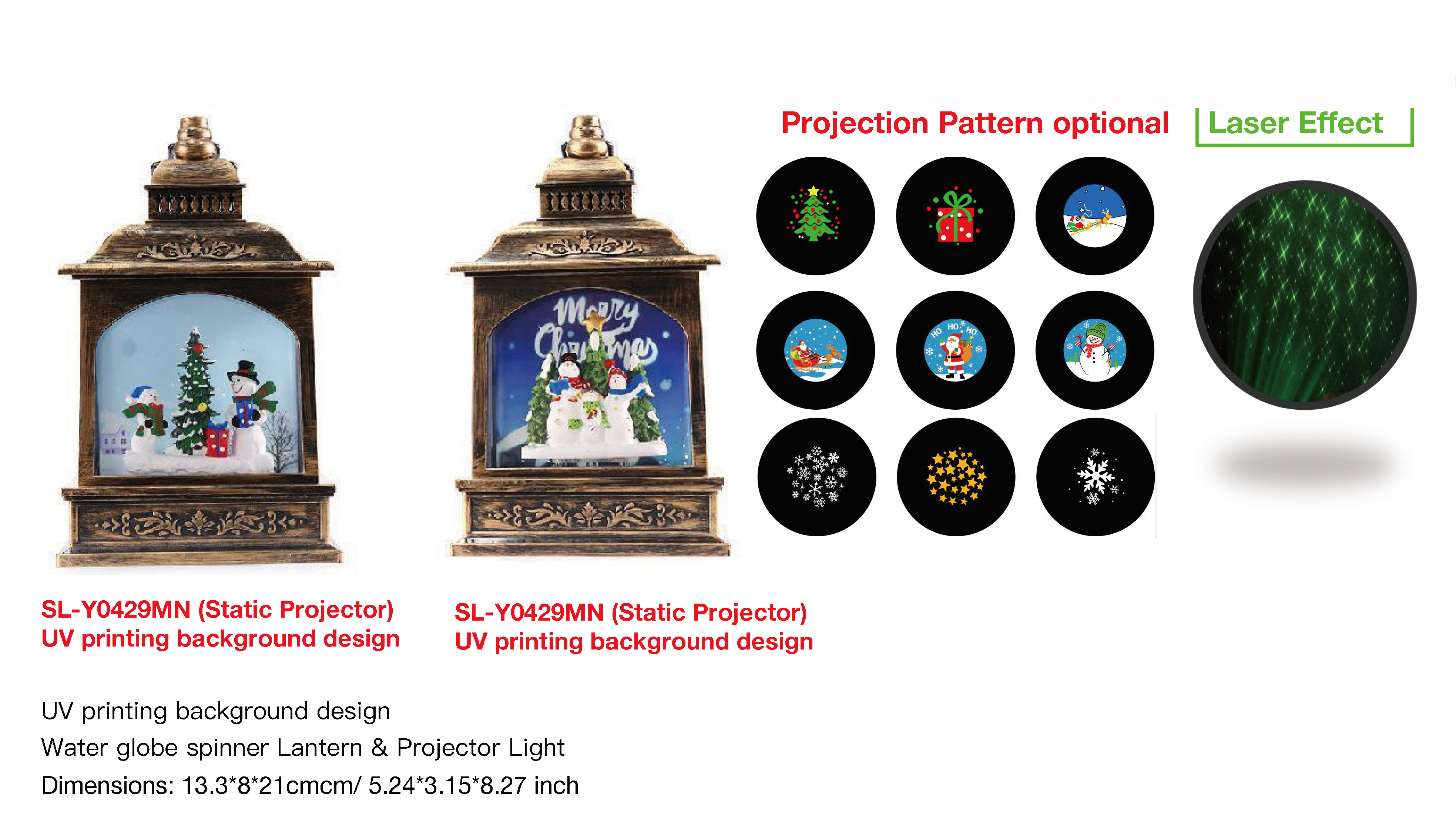 亚克力 提灯造型水灯 投影仪灯 雪人和礼品/雪人和圣诞快乐 SR - 25