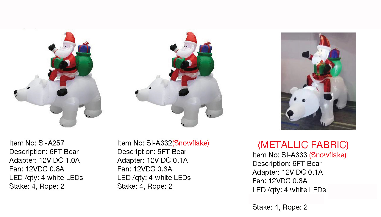 熊和圣诞老人​​充气 LED 灯