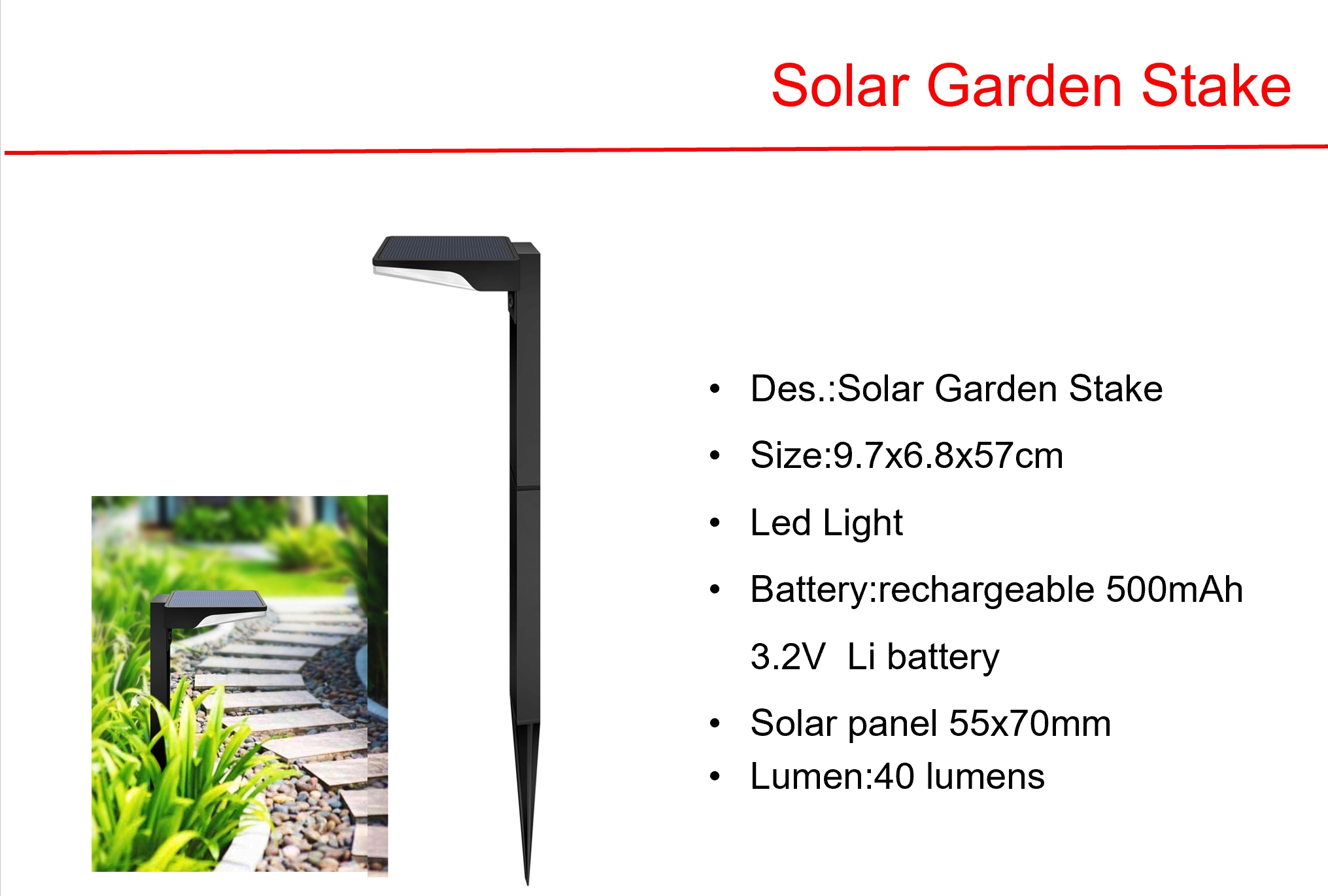 太阳能 LED 花园桩和 钻石形墙灯