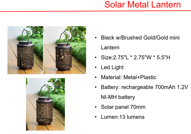 太阳能 LED 灯柱灯和迷你灯笼灯
