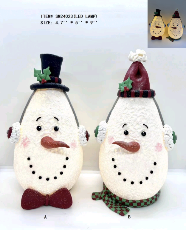 黏土造型 戴帽子雪人 暖白灯光- 7