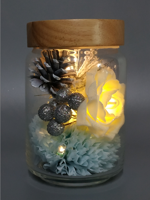 玻璃罐+花果饰品灯