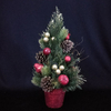 圣诞绿迷你树+植绒+彩球/松果