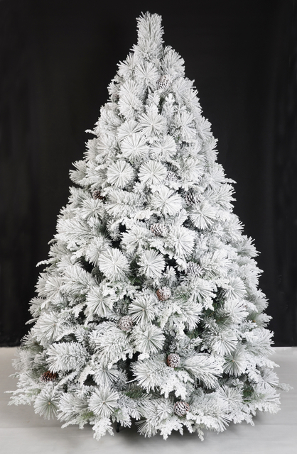 普通绿色圣诞树带松果+植绒