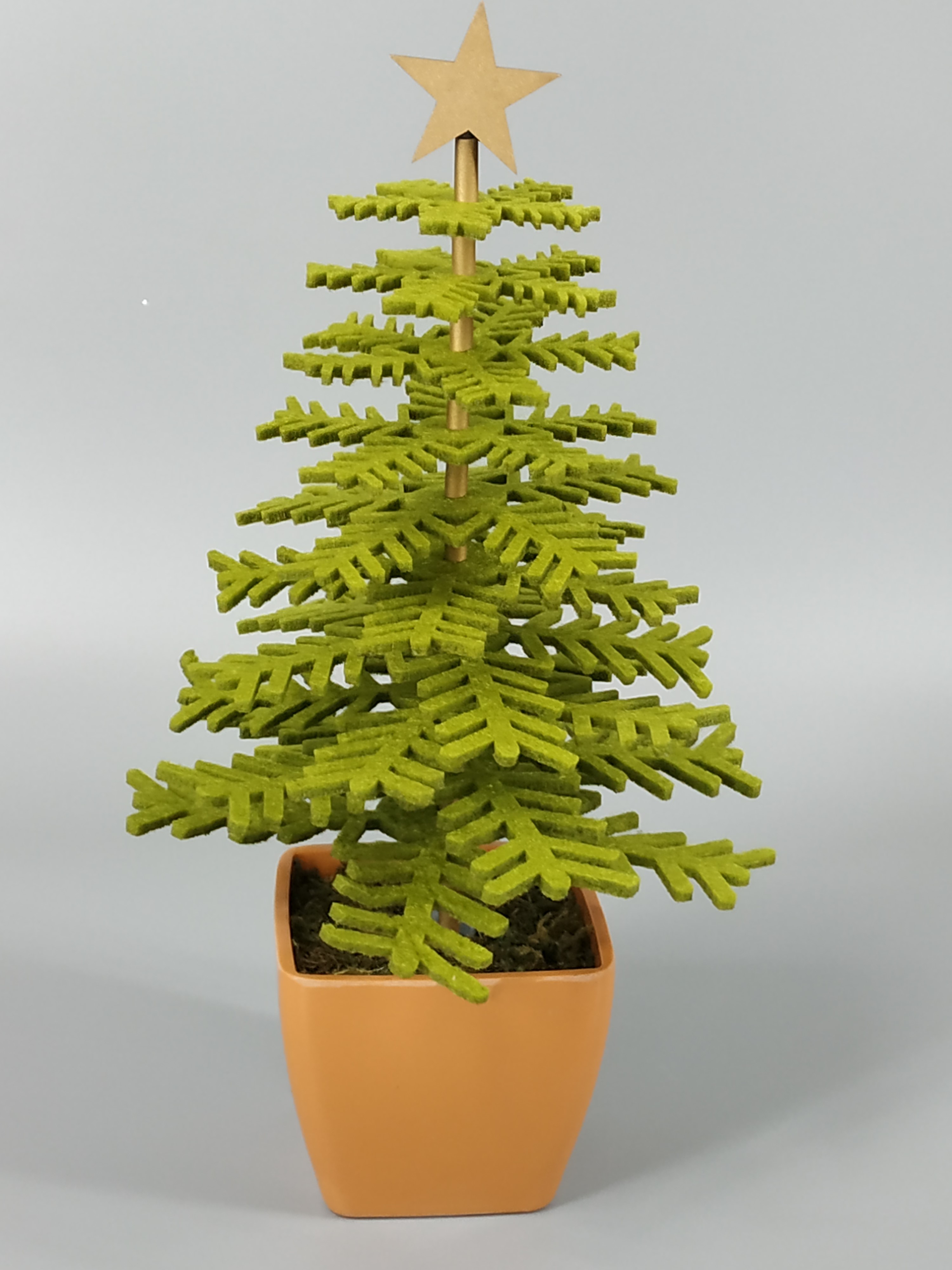 圣诞绿色迷你树+镀金顶星 