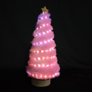 圣诞粉红色迷你树+闪光顶星 