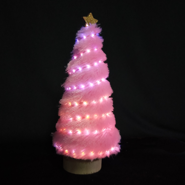圣诞粉红色迷你树+闪光顶星 
