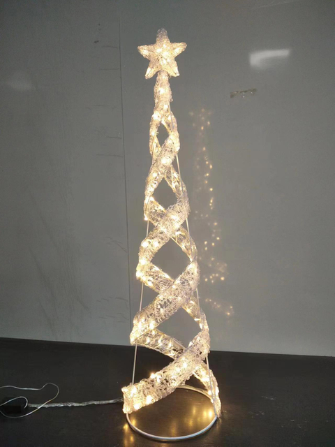 1.2m螺旋塔温暖的白光；灯光沿着螺旋树向上闪烁