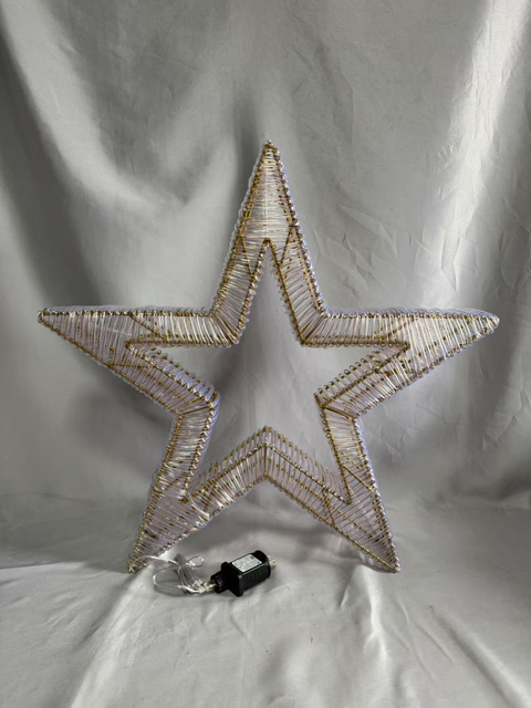 60厘米的铁框5点星管灯带580个温暖的白色LED和闪烁的灯泡 - 室内/室外节日装饰的动态星爆光