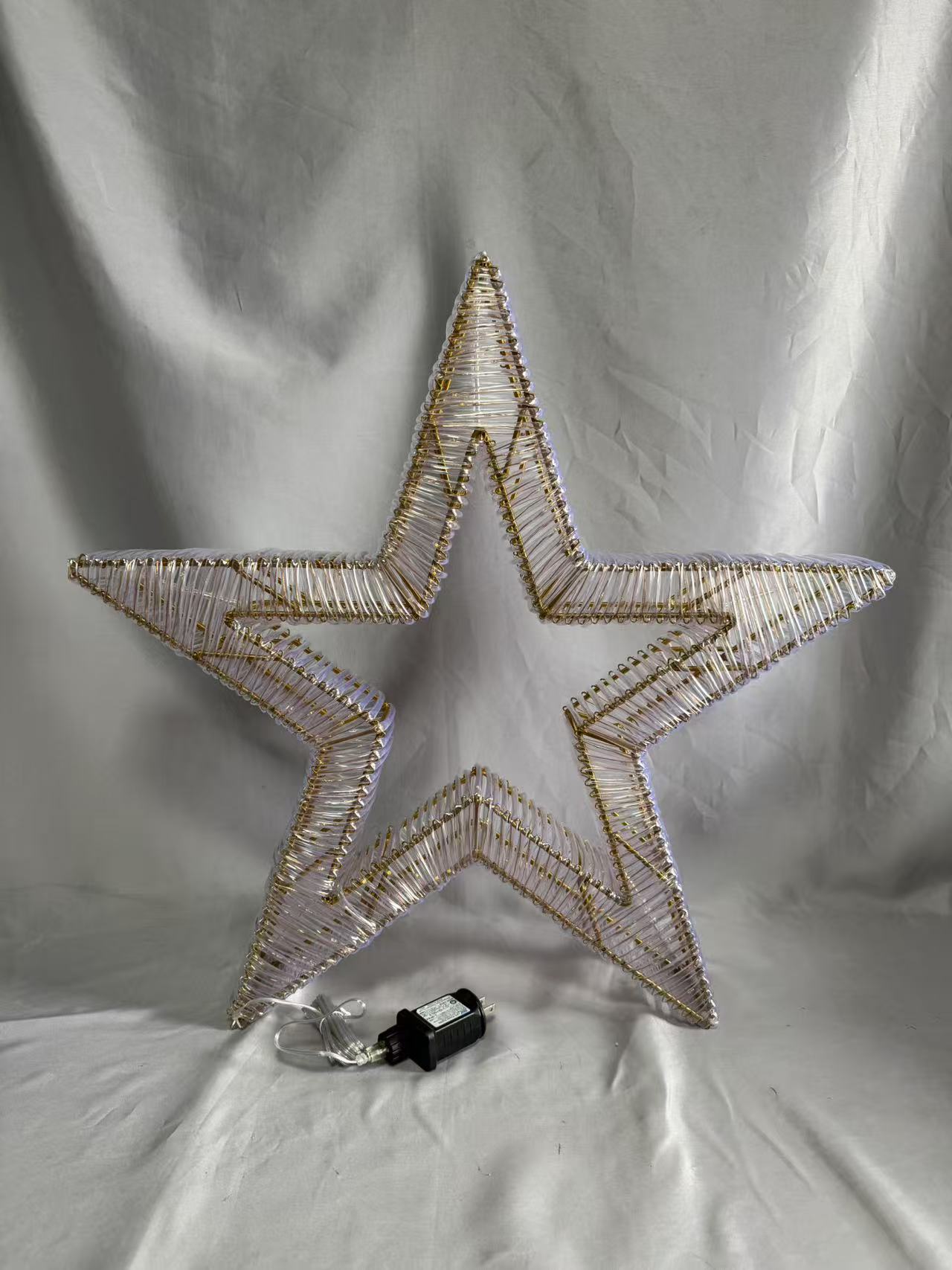 60厘米的铁框5点星管灯带580个温暖的白色LED和闪烁的灯泡 - 室内/室外节日装饰的动态星爆光