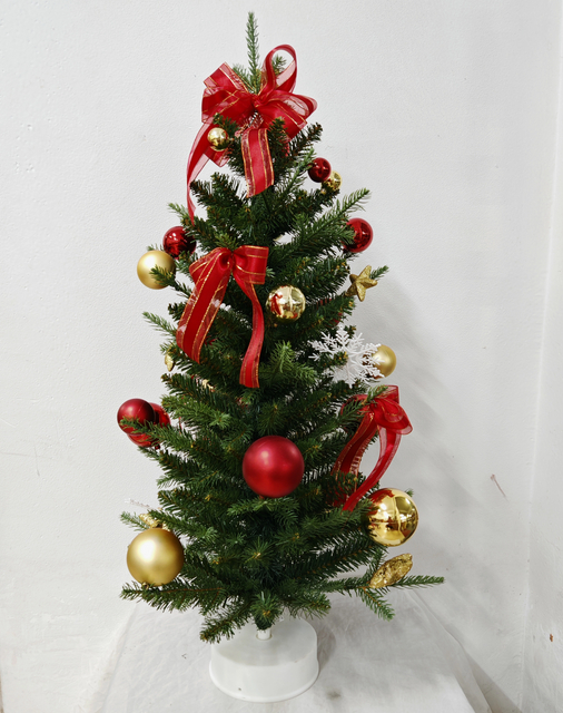 90厘米旋转的绿色人造圣诞树，带有LED灯