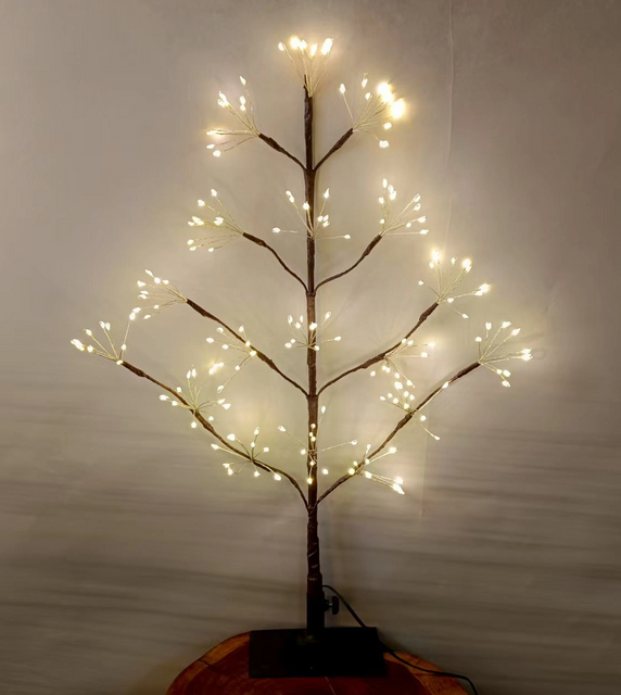 半树LED灯，身高61厘米，有180个温暖的白光，包括坚固的底座