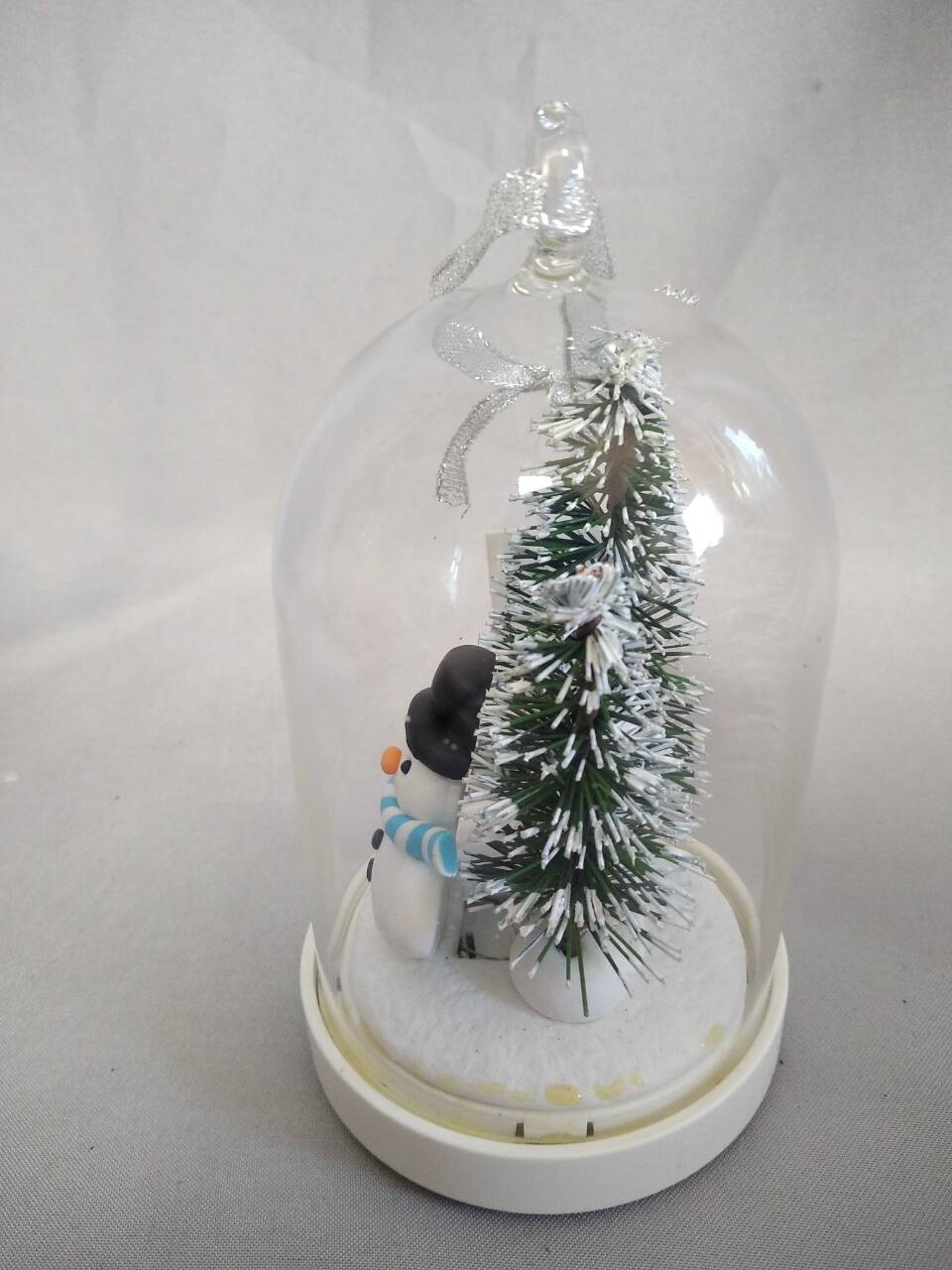 附魔玻璃圆顶圣诞树和雪人装饰品，带有10个领导的铜线温暖白色灯|手工吹玻璃雪球样式装饰