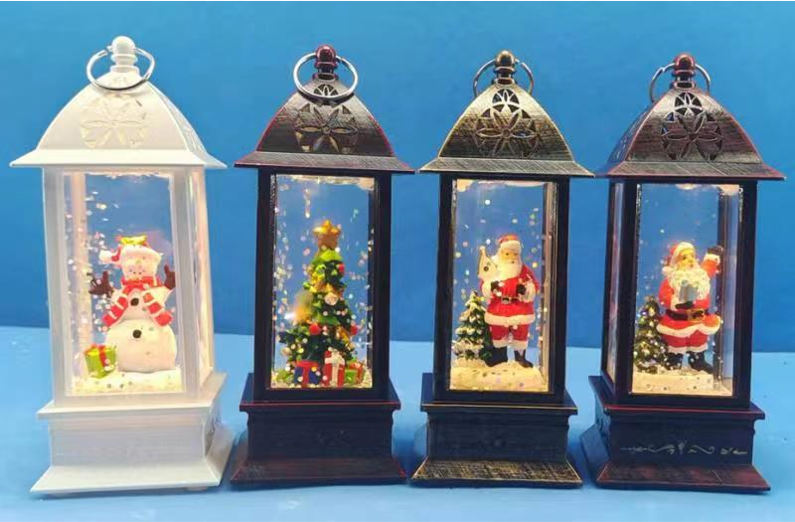 丙烯酸灯笼形水灯雪人和圣诞老人和圣诞树