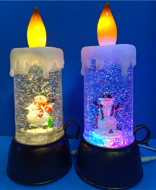 亚克力透明蜡烛水灯 雪人