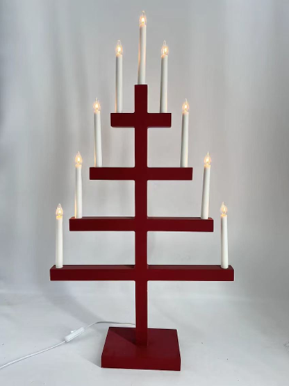 9 LED木制蜡烛桥灯